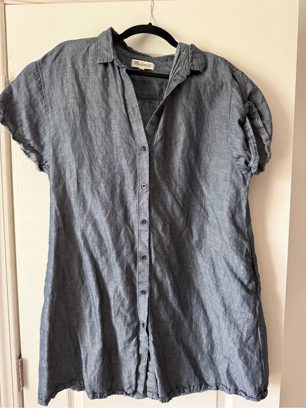 Madewell Chambray Button-Down Short Sleeve Shirt - Blue